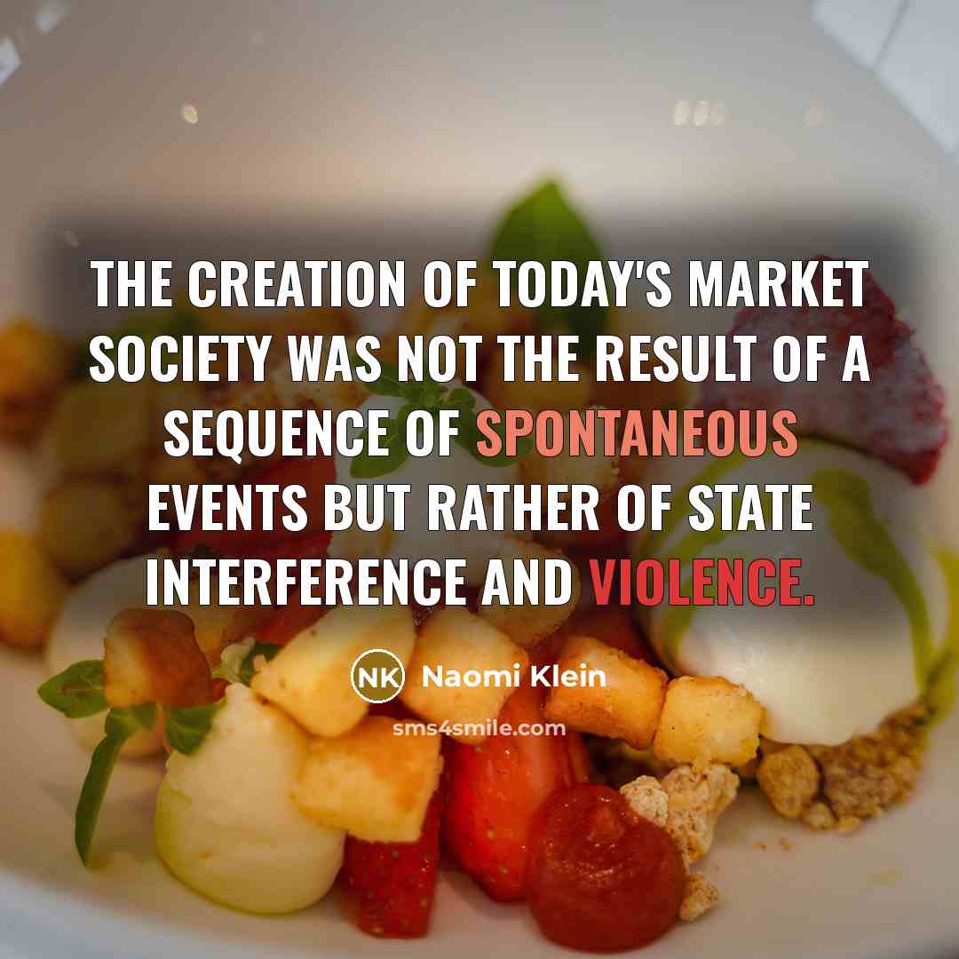 “The creation of today's market society was not the result…” quote by Naomi Klein