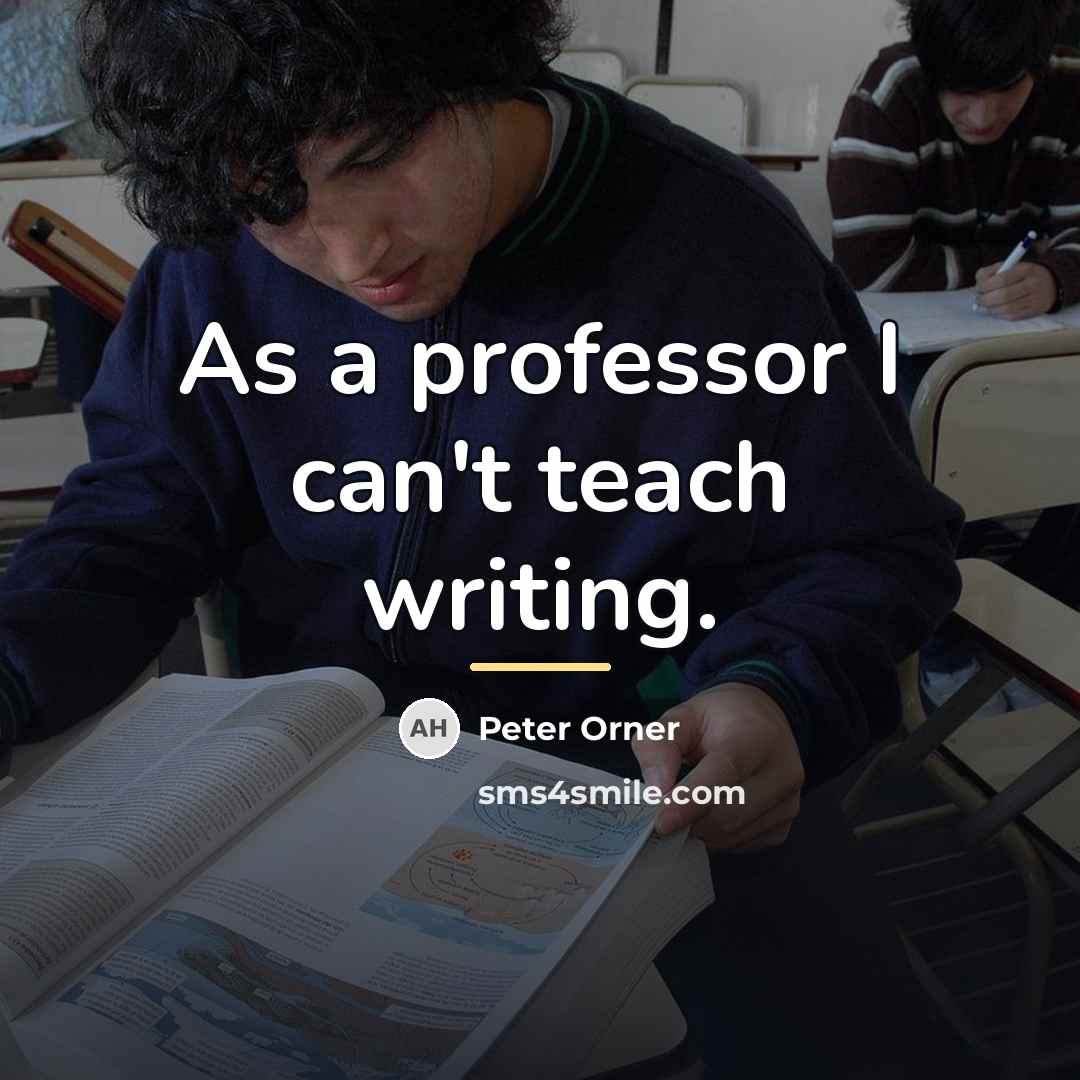 “As a professor I can't teach writing.…” quote by Peter Orner