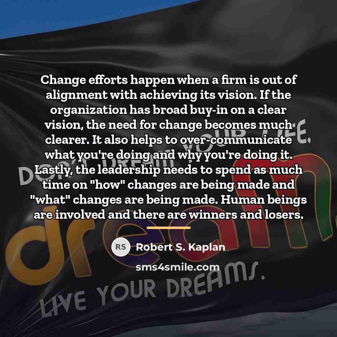 “Change efforts happen when a firm is out of alignment…” quote by Robert S. Kaplan