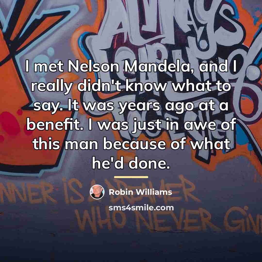 “I met Nelson Mandela, and I really didn't know what…” quote by Robin Williams