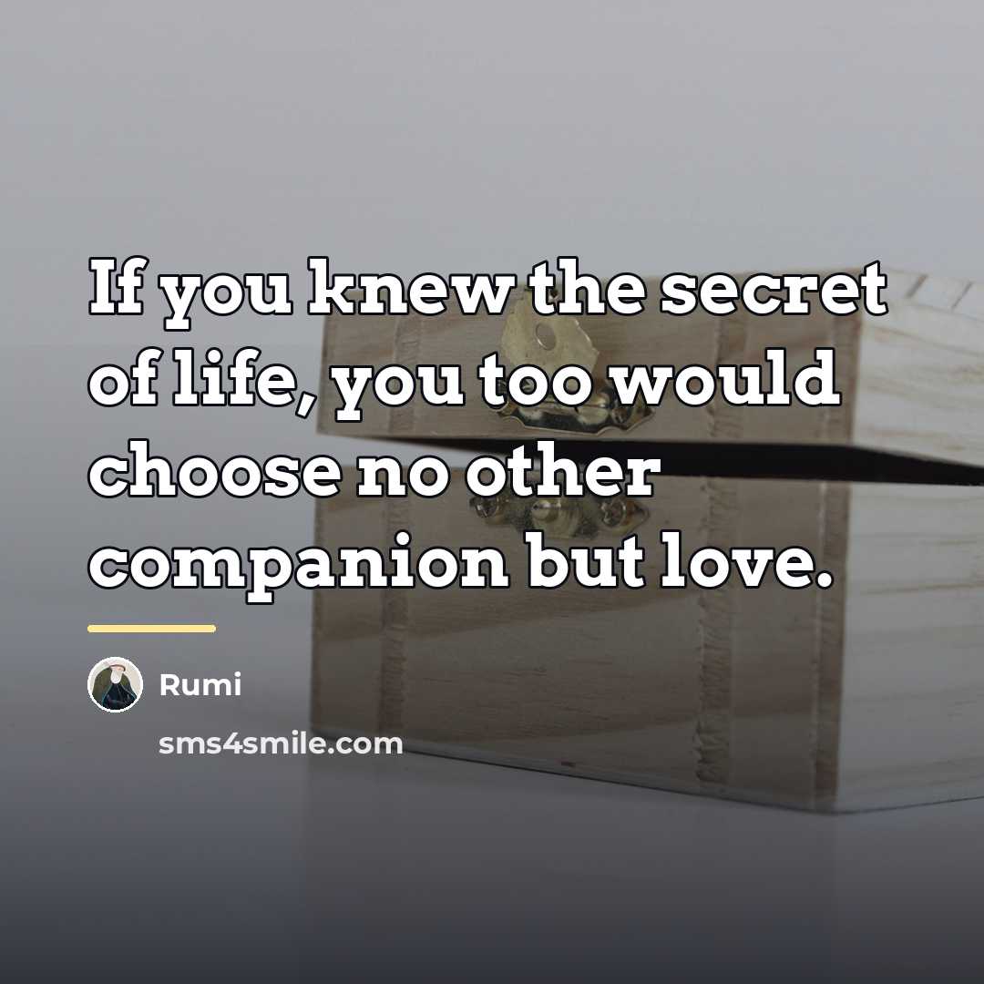 “If you knew the secret of life, you too would…” quote by Rumi