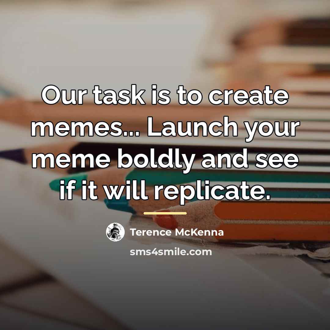 “Our task is to create memes... Launch your meme boldly…” quote by Terence McKenna