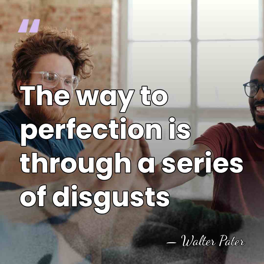 The way to perfection is through a series of disgusts - Walter Pater