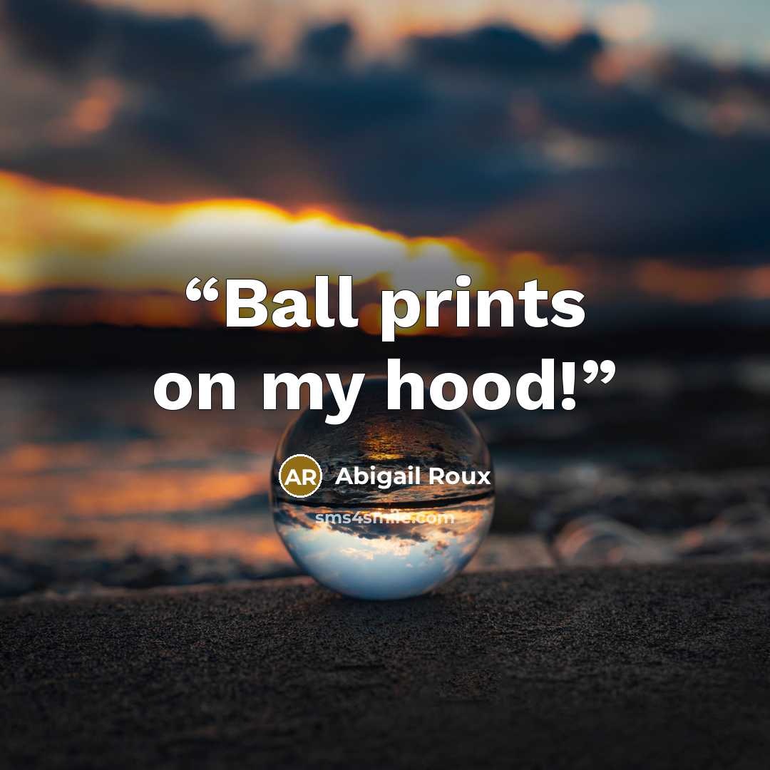 “Ball prints on my hood!” quote by Abigail Roux