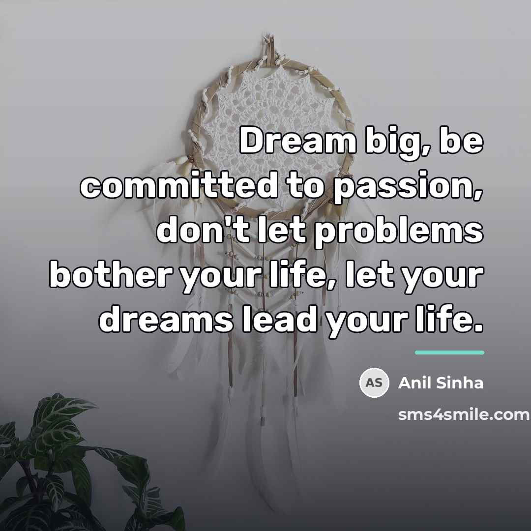 “Dream big, be committed to passion, don't let problems bother…” quote by Anil Sinha