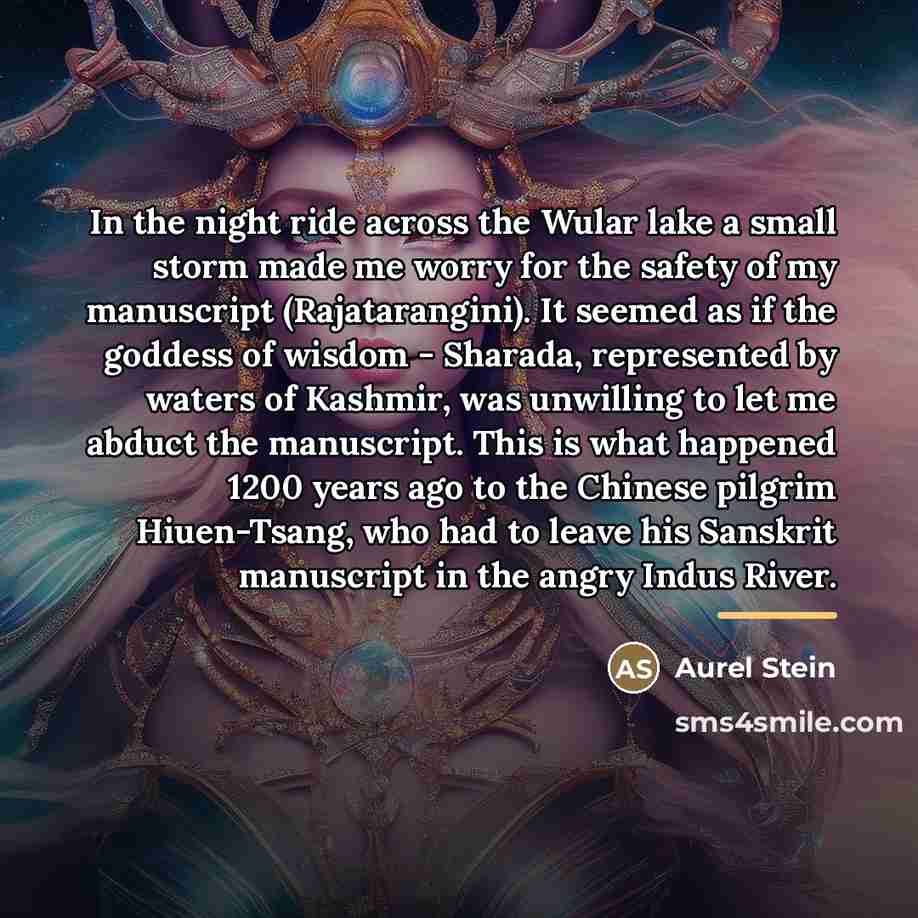 “In the night ride across the Wular lake a small…” quote by Aurel Stein