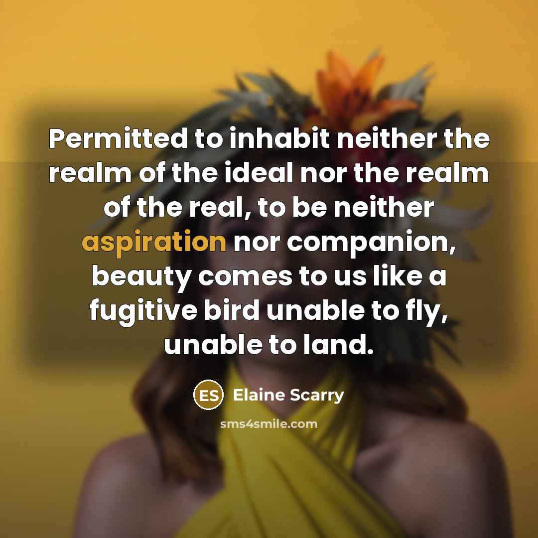 “Permitted to inhabit neither the realm of the ideal nor…” quote by Elaine Scarry