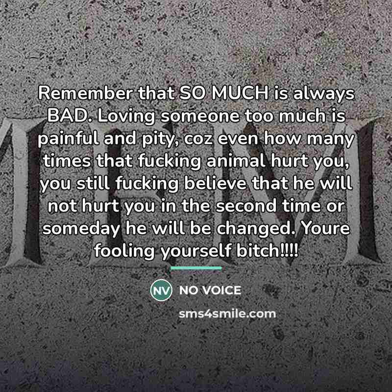 “Remember that SO MUCH is always BAD. Loving someone too…” quote by NO VOICE