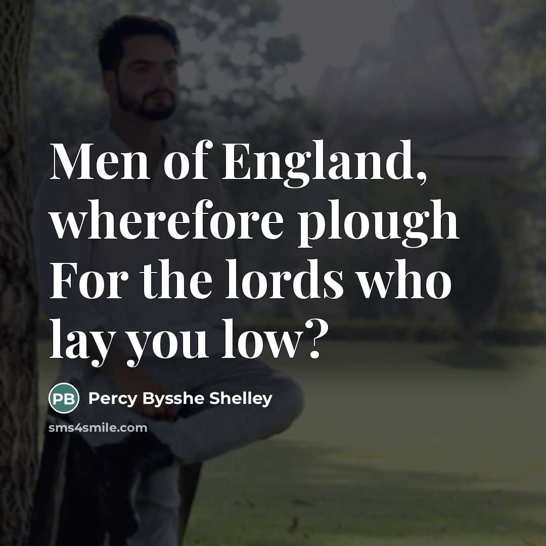 “Men of England, wherefore plough For the lords who lay…” quote by Percy Bysshe Shelley