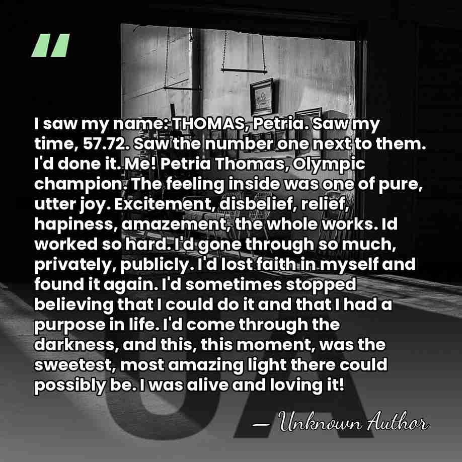 I saw my name: THOMAS, Petria. Saw my time, 57.72. Saw the&hellip; - Unknown Author