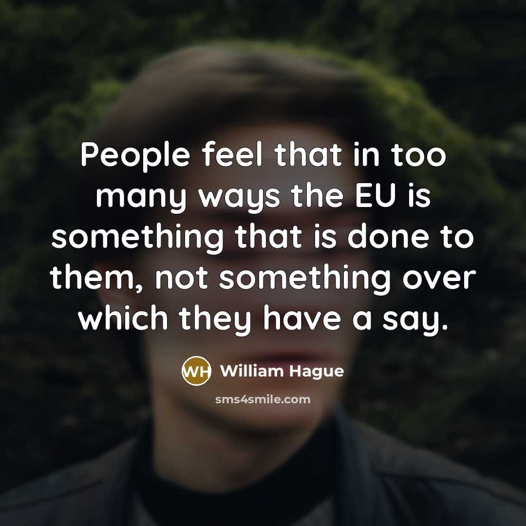 “People feel that in too many ways the EU is…” quote by William Hague