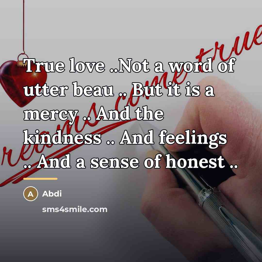 “True love ..Not a word of utter beau .. But…” quote by Abdi