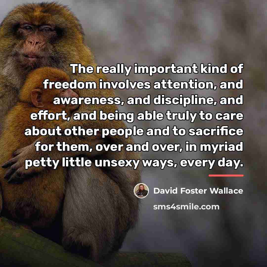 “The really important kind of freedom involves attention, and awareness,…” quote by David Foster Wallace