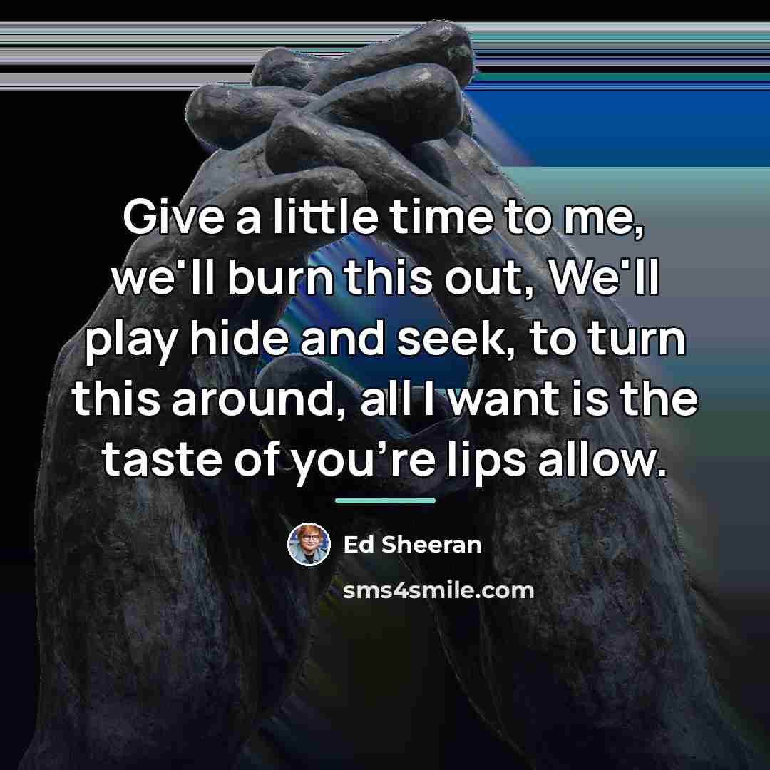 “Give a little time to me, we'll burn this out,…” quote by Ed Sheeran