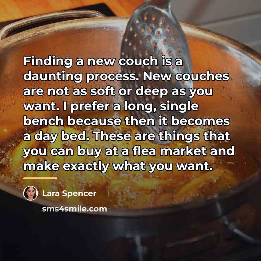 “Finding a new couch is a daunting process. New couches…” quote by Lara Spencer