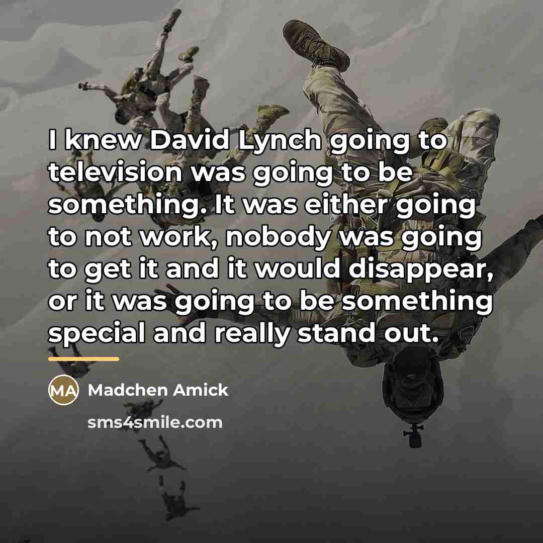 “I knew David Lynch going to television was going to…” quote by Madchen Amick