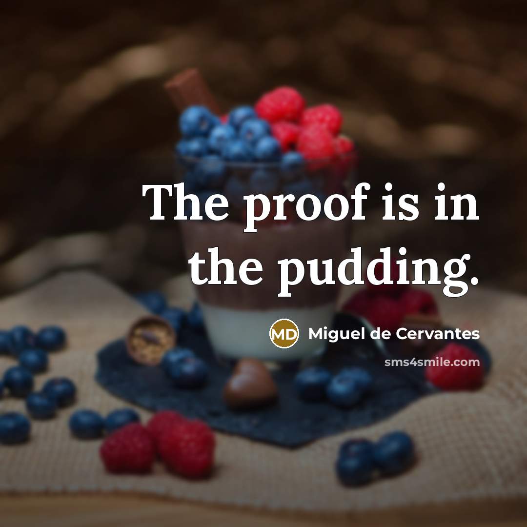 “The proof is in the pudding.…” quote by Miguel de Cervantes