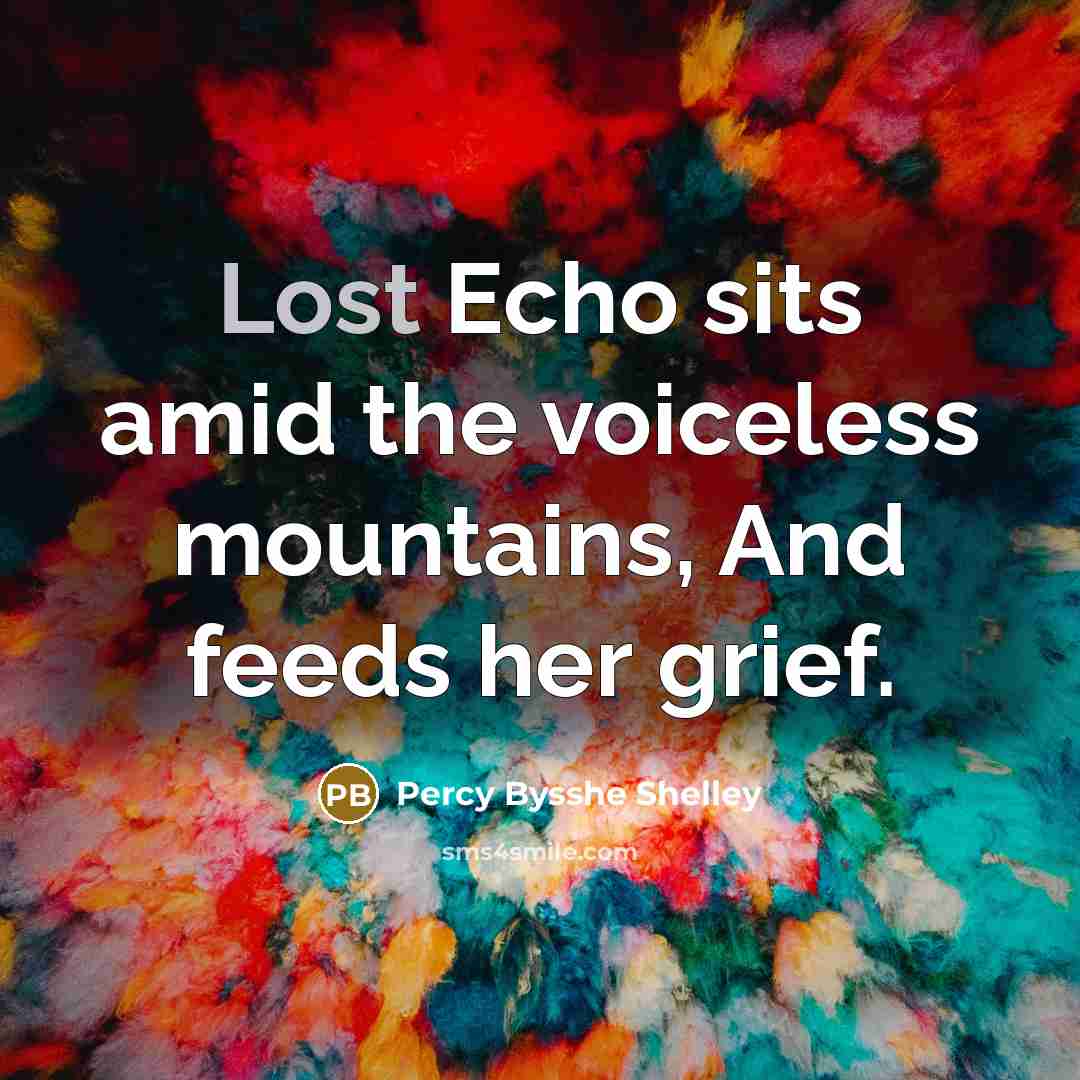 “Lost Echo sits amid the voiceless mountains, And feeds her…” quote by Percy Bysshe Shelley