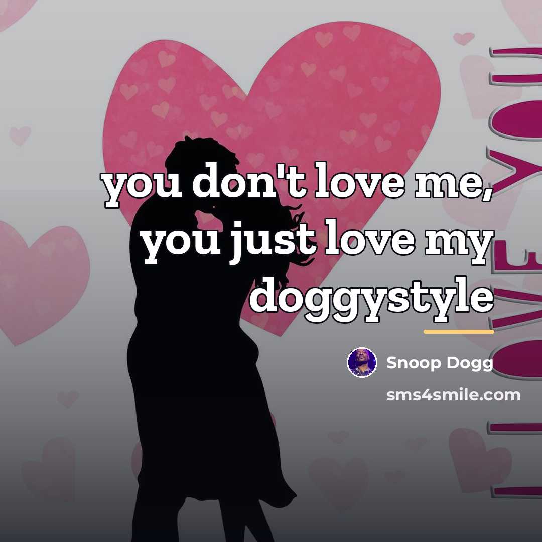 “you don't love me, you just love my doggystyle…” quote by Snoop Dogg