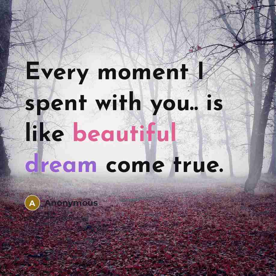 “Every moment I spent with you.. is like beautiful dream come true.” quote by Anonymous