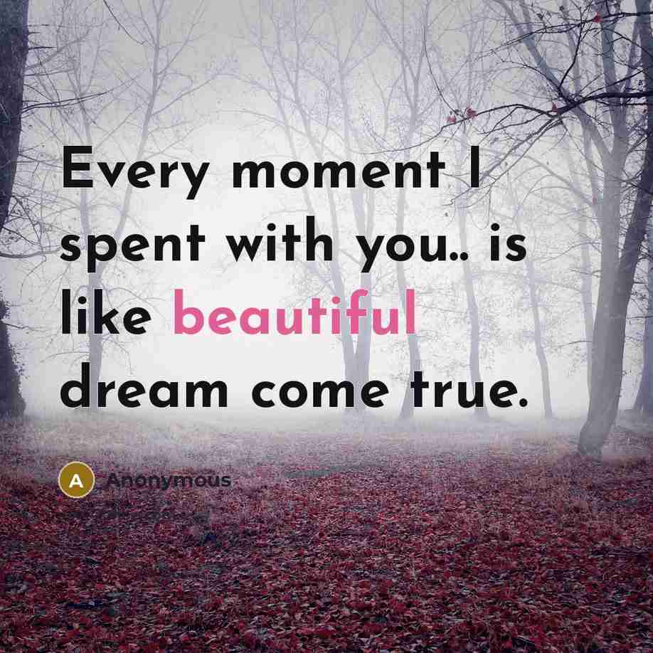 “Every moment I spent with you.. is like beautiful dream…” quote by Anonymous