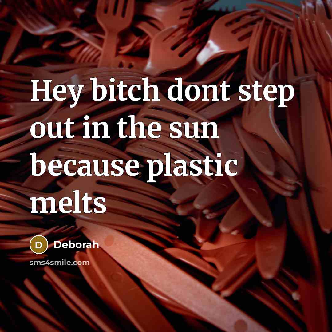 “Hey bitch dont step out in the sun because plastic…” quote by Deborah