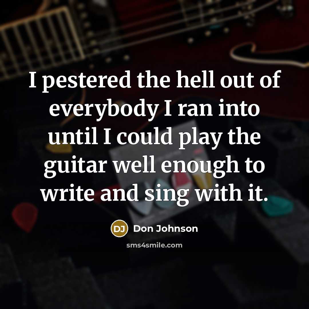 “I pestered the hell out of everybody I ran into…” quote by Don Johnson
