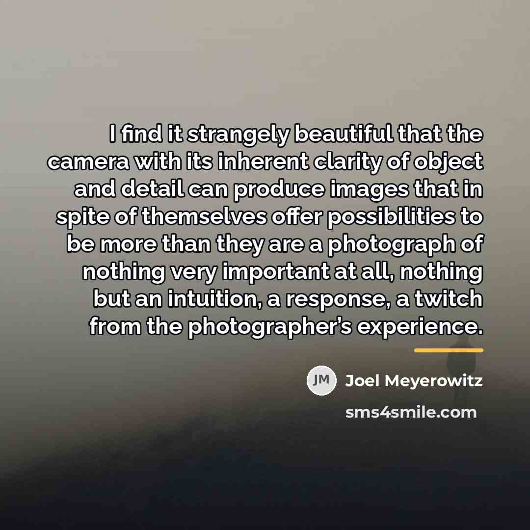 “I find it strangely beautiful that the camera with its…” quote by Joel Meyerowitz