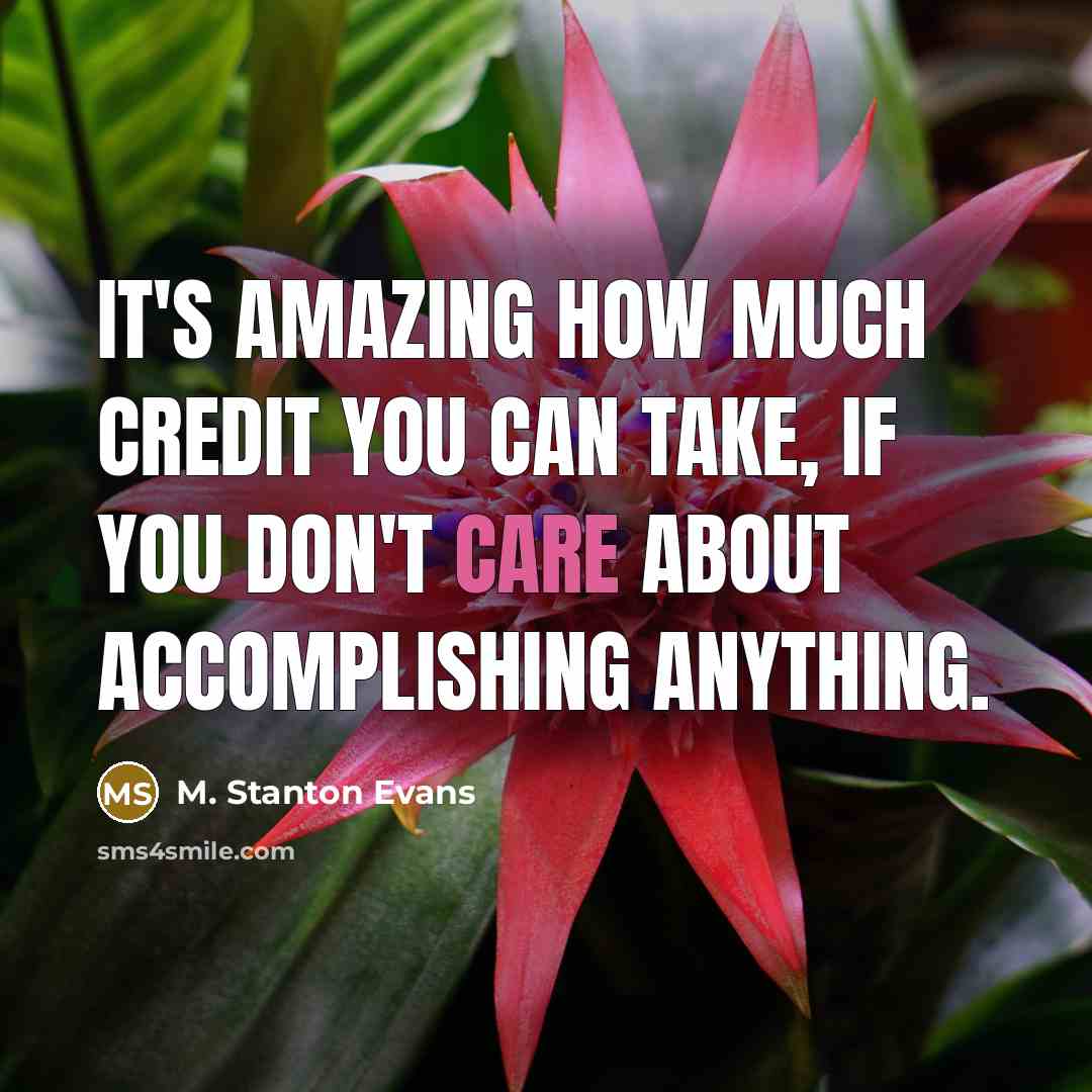 “It's amazing how much credit you can take, if you don't care about accomplishing anything.” quote by M. Stanton Evans