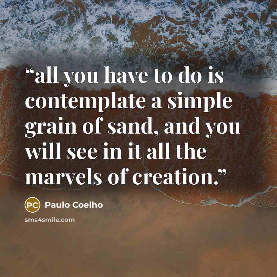“all you have to do is contemplate a simple grain of sand, and you will see in it all the marvels of creation.” quote by Paulo Coelho