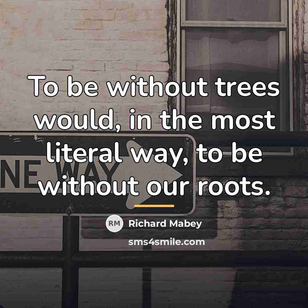 “To be without trees would, in the most literal way,…” quote by Richard Mabey
