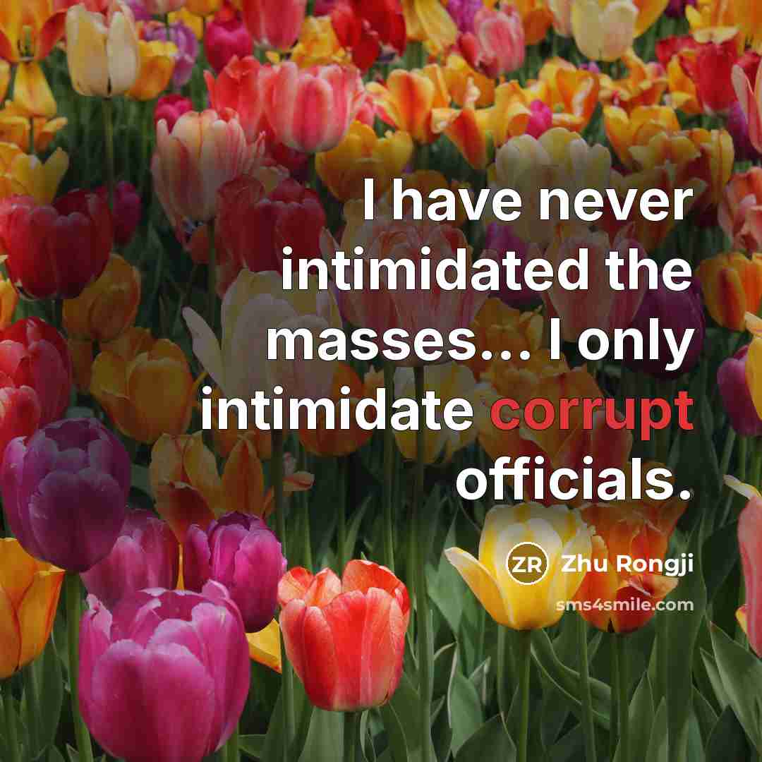 “I have never intimidated the masses... I only intimidate corrupt…” quote by Zhu Rongji
