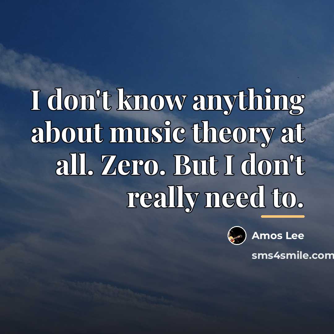 “I don't know anything about music theory at all. Zero.…” quote by Amos Lee