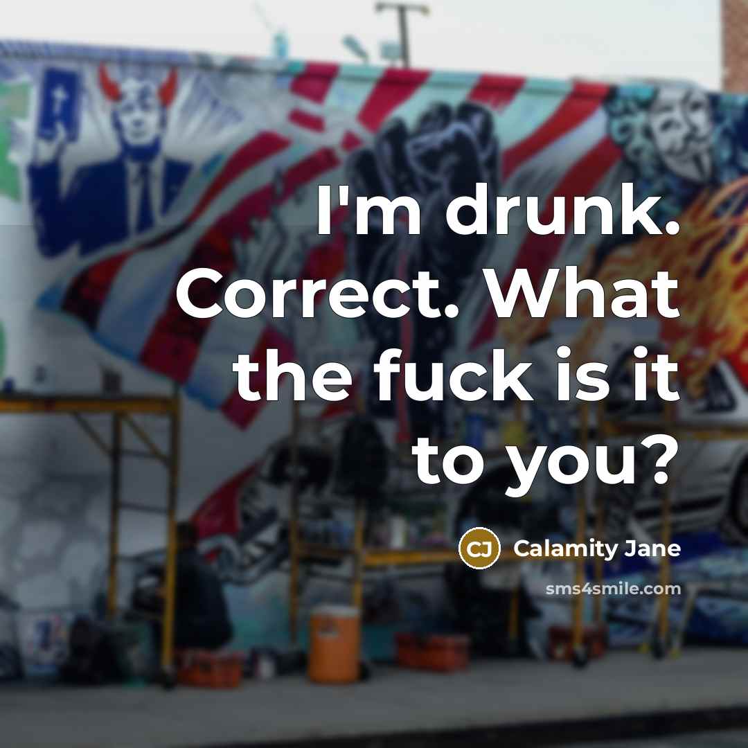 “I'm drunk. Correct. What the fuck is it to you?…” quote by Calamity Jane