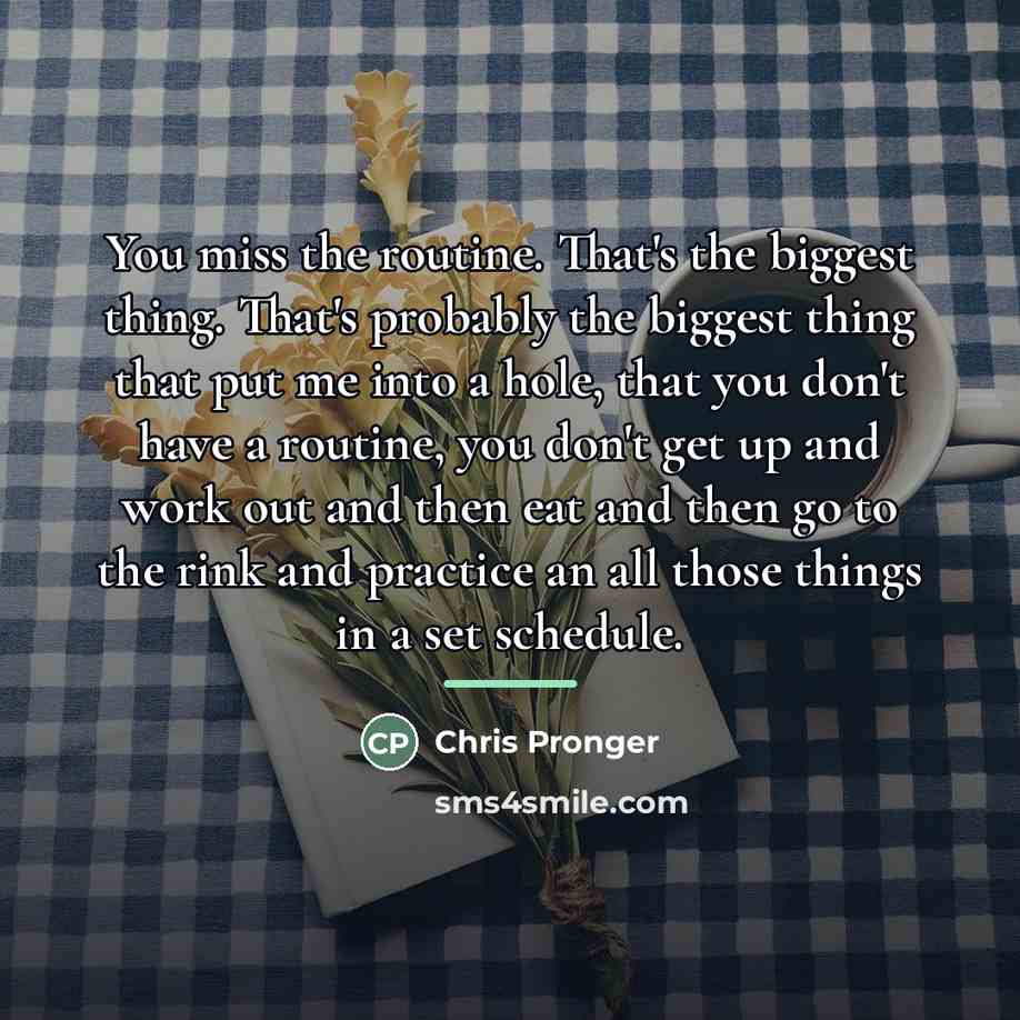 “You miss the routine. That's the biggest thing. That's probably…” quote by Chris Pronger