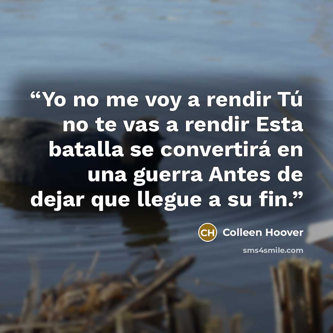 “Yo no me voy a rendir Tú no te vas a rendir Esta batalla se convertirá en una guerra Antes de dejar que llegue a su fin.” quote by Colleen Hoover
