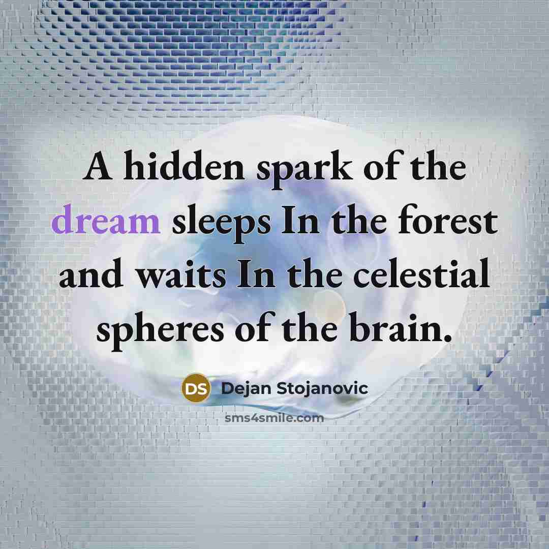 “A hidden spark of the dream sleeps In the forest…” quote by Dejan Stojanovic