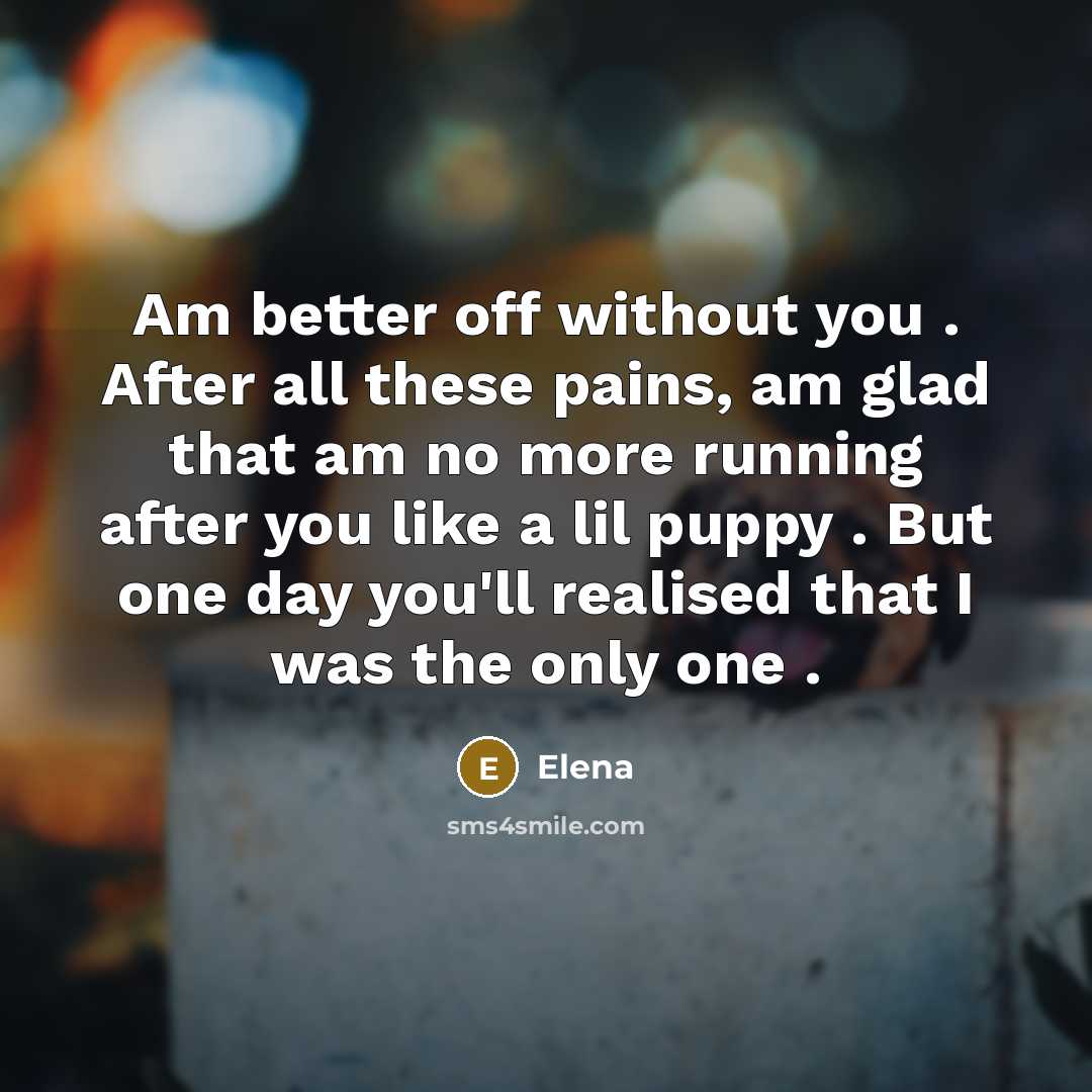 “Am better off without you . After all these pains,…” quote by Elena