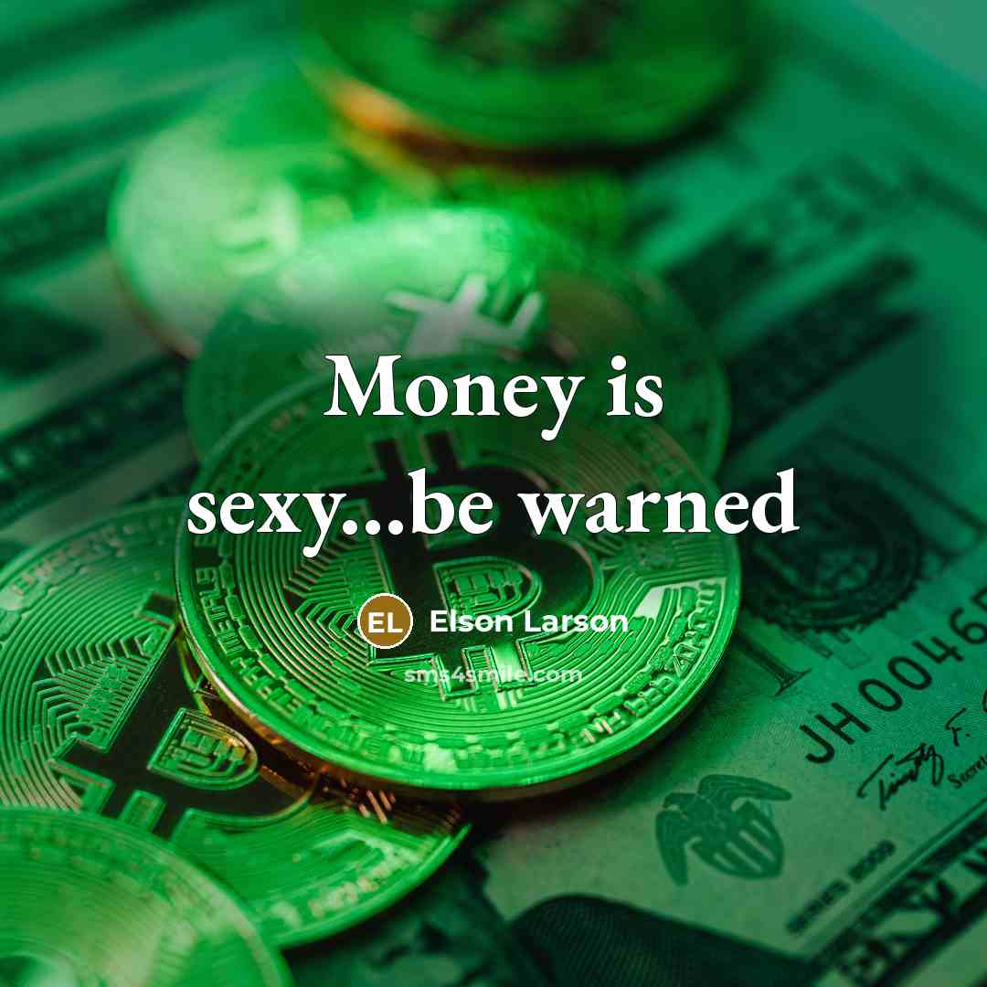 “Money is sexy...be warned…” quote by Elson Larson