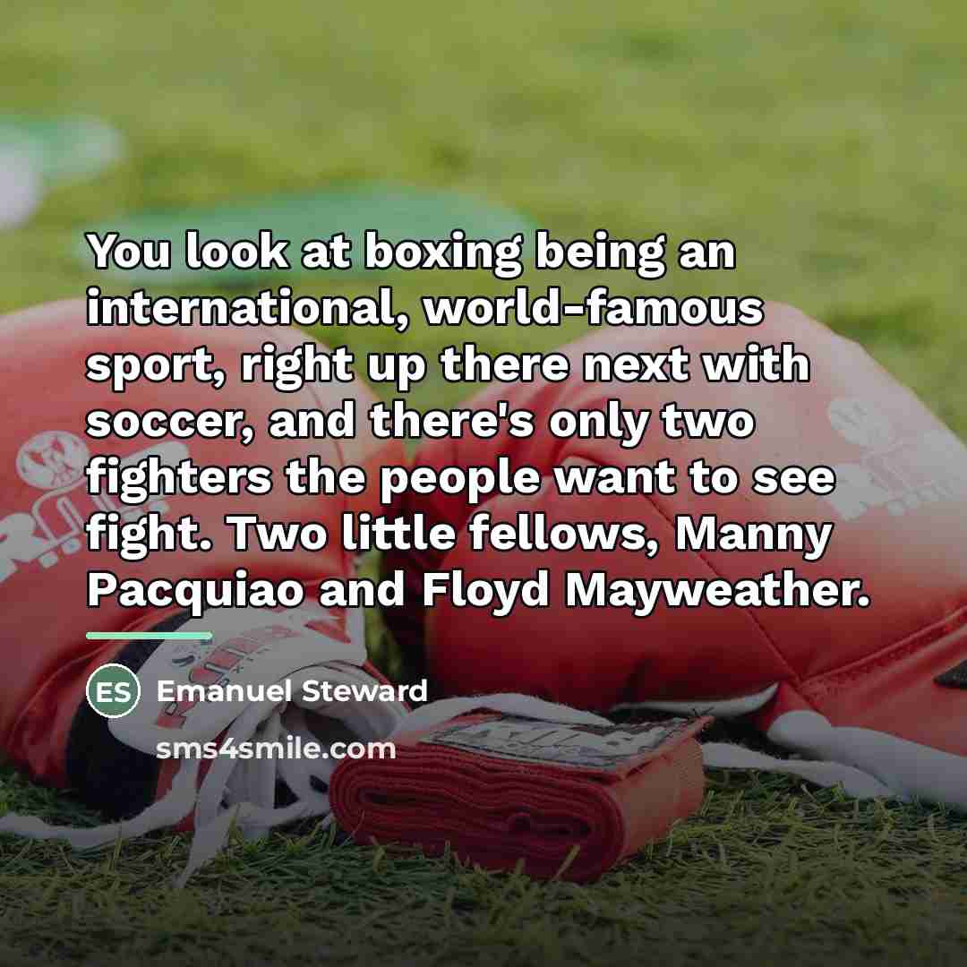 “You look at boxing being an international, world-famous sport, right…” quote by Emanuel Steward