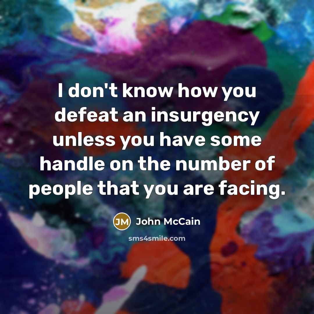 “I don't know how you defeat an insurgency unless you…” quote by John McCain