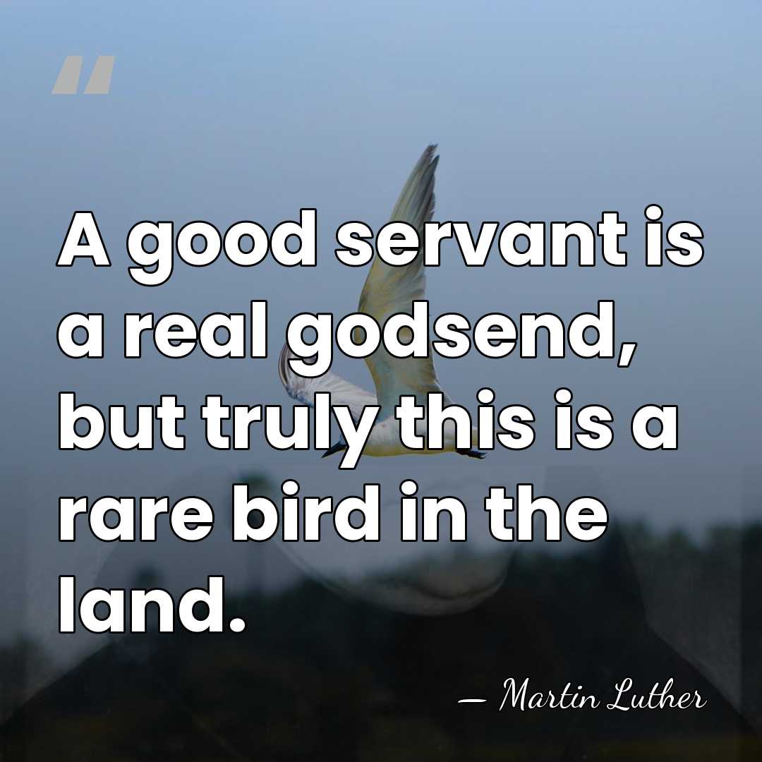 A good servant is a real godsend, but truly this is a&hellip; - Martin Luther