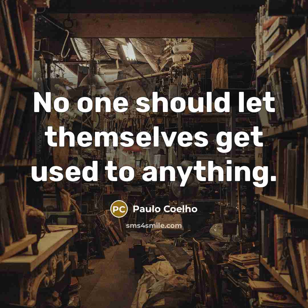 “No one should let themselves get used to anything.…” quote by Paulo Coelho