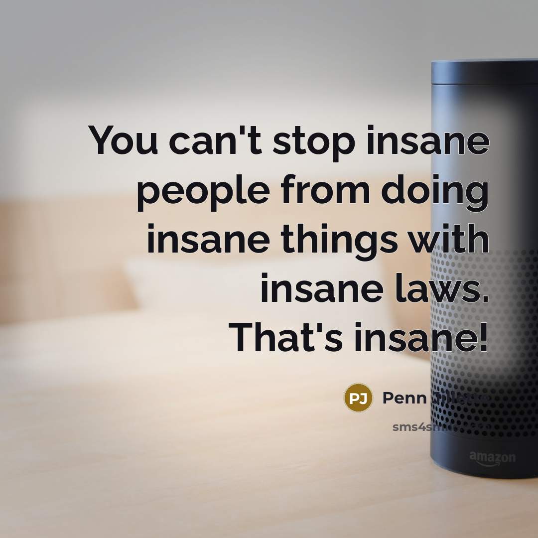 “You can't stop insane people from doing insane things with…” quote by Penn Jillette