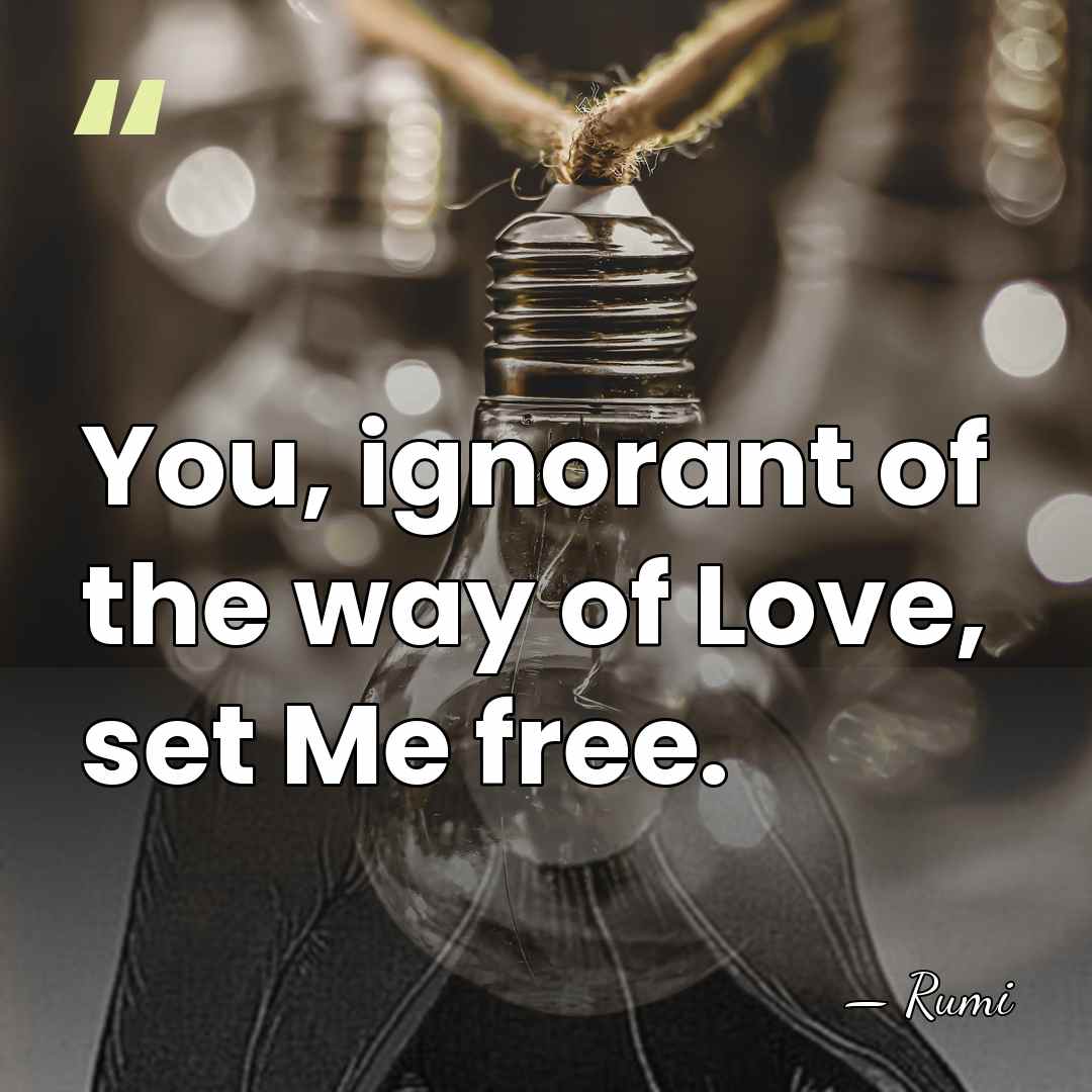 You, ignorant of the way of Love, set Me free. - Rumi