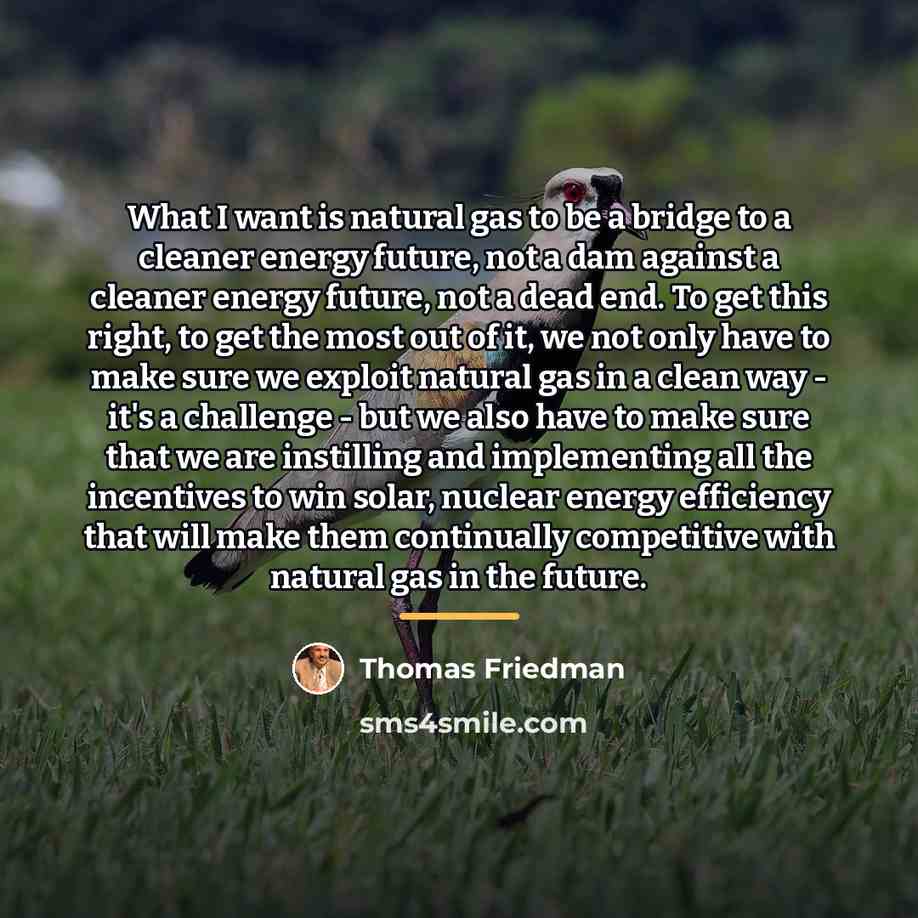“What I want is natural gas to be a bridge…” quote by Thomas Friedman