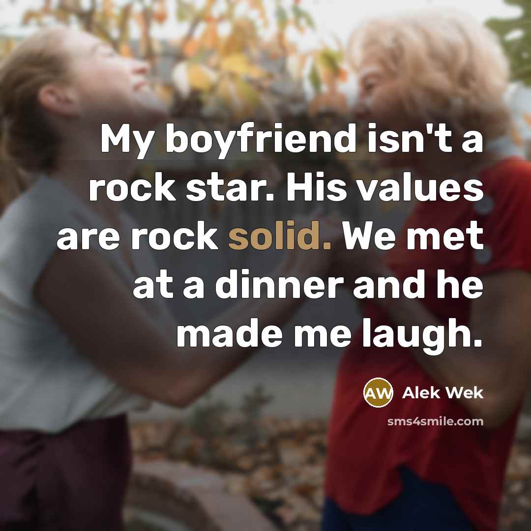“My boyfriend isn't a rock star. His values are rock…” quote by Alek Wek