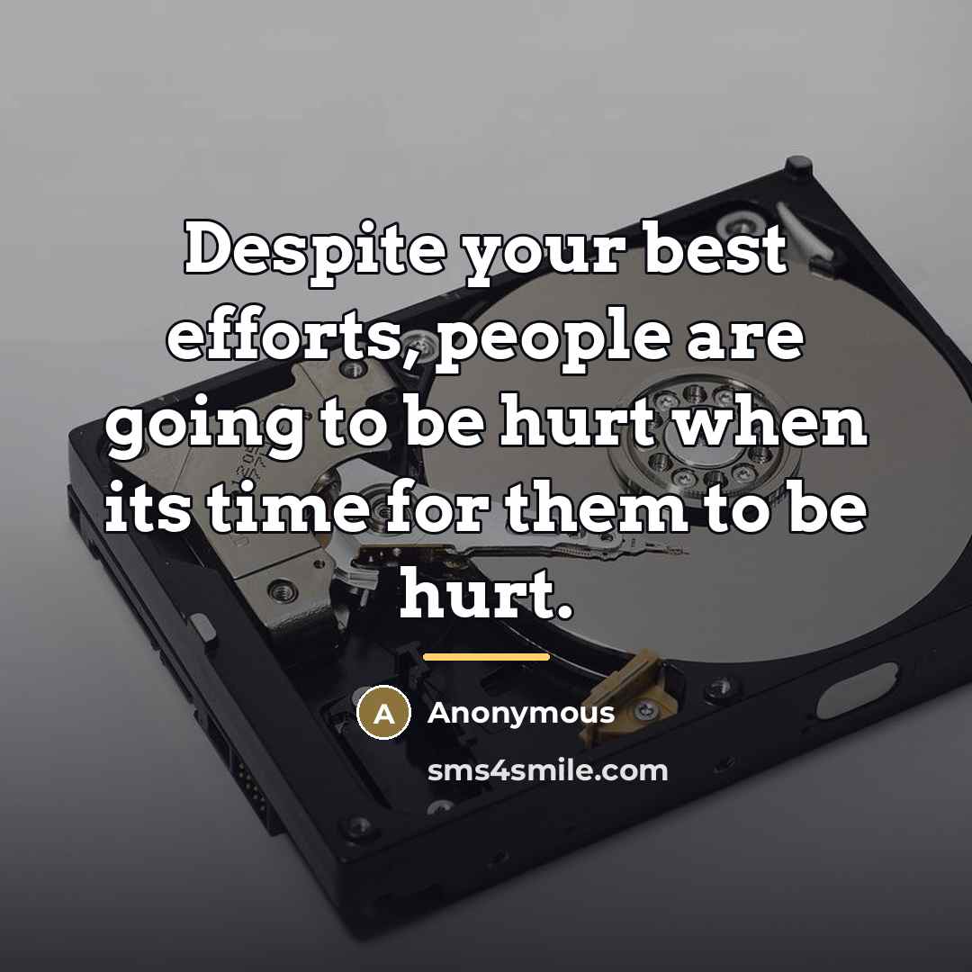 “Despite your best efforts, people are going to be hurt…” quote by Anonymous