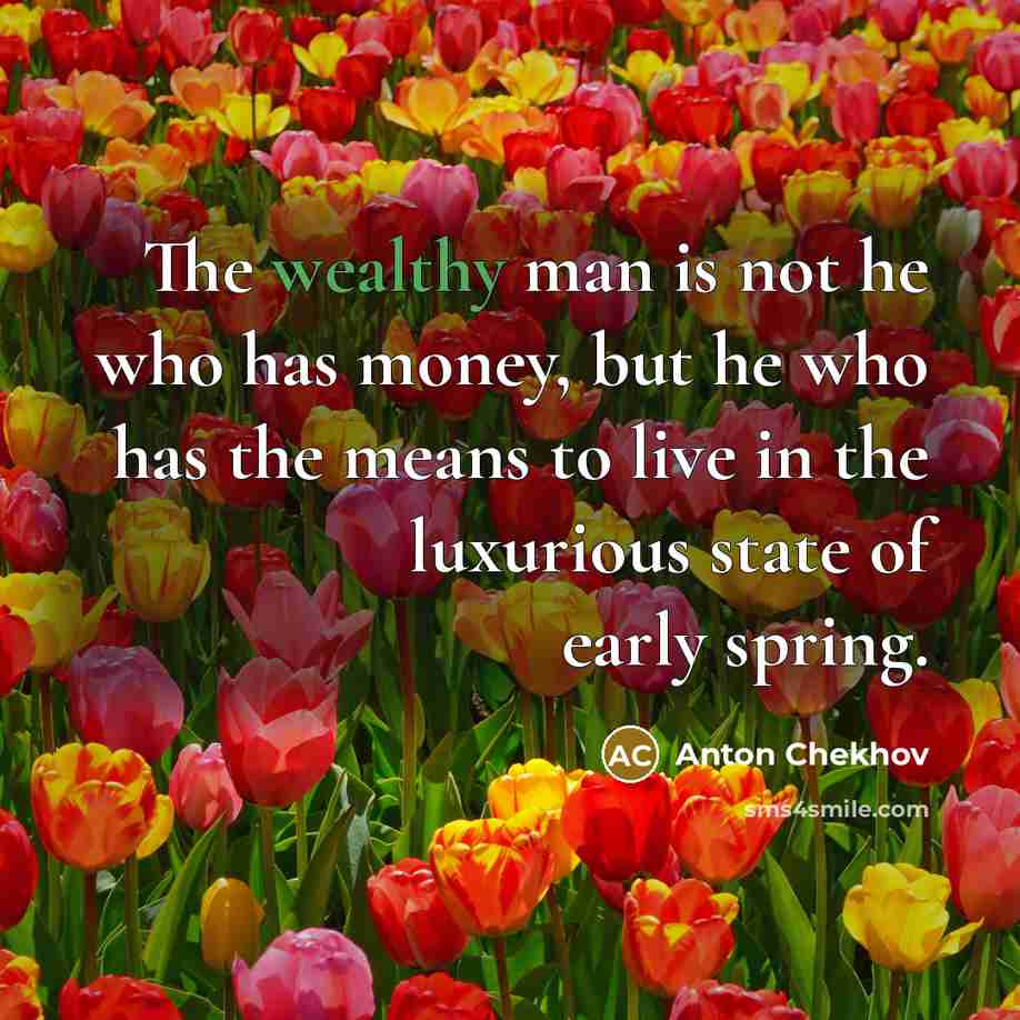 “The wealthy man is not he who has money, but…” quote by Anton Chekhov