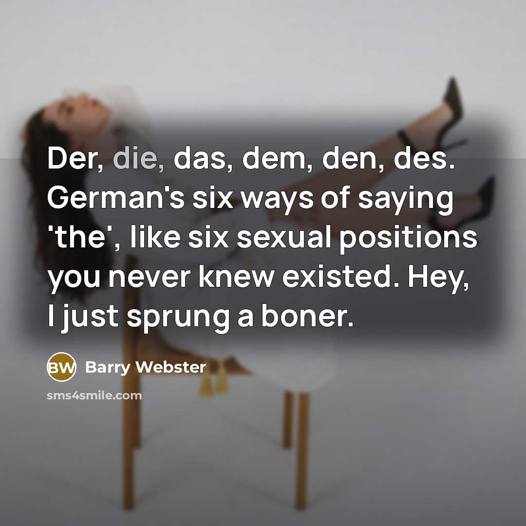 “Der, die, das, dem, den, des. German's six ways of…” quote by Barry Webster
